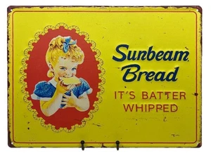 SUNBEAM BREAD EMBOSSED METAL ADVERTISING LICENSED SIGN Large 12" x 16" - Picture 1 of 1