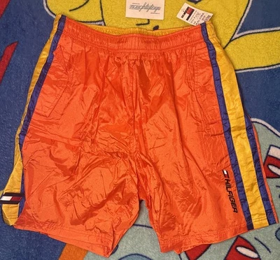 Vtg 90’s NOS NWT Tommy Hilfiger Swim Trunks Mens Lg Aquatic Sport Gear Orange - Image 1 of 4