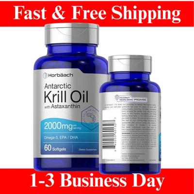 Aceite de Krill Antártico 2000 mg | Suplemento Omega-3 EPA DHA | 60 cápsulas blandas Foto 1 de 4