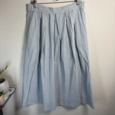 VTG Ruff Hewn Women’s 10 ~ Blue White Striped A-Line Pleated Skirt Vintage - Изображение 1 из 4