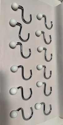 Ganchos para cortina de ducha de bola blanca de metal resistente - Juego de 12 - VER FOTOS Foto 1 de 4