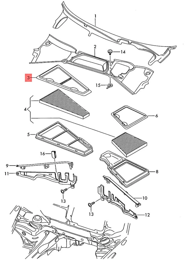 Genuine VW Phaeton 3D1 3D2 3D3 3D4 3D6 3D7 3D8 3D9 Frame 3D1819648A - Image 1 of 1