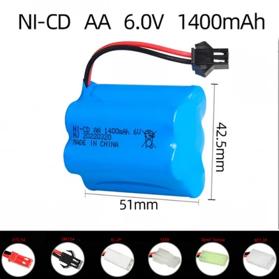 New 6V 1400mAh Ni-Cd AA Battery Pack Rechargeable For RC Car Toys SM-2P Plug - Image 1 of 4