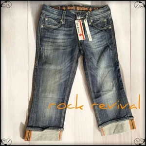 Neu ROCK REVIVAL Hazel Capri Cropped Jeans Roll Up Saum Capri dunkelblau 26 - Bild 1 von 8