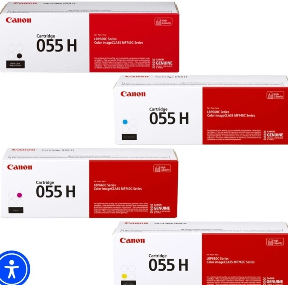 Juego de cartuchos de tóner de alto rendimiento Canon 055H AMARILLO CIAN MAGENTA NEGRO Foto 1 de 1