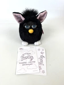 Vtg Furby 1998 Black Blue Eyes Witch's Cat w/ Tags Model 70-800 w/ Manual Tested - Picture 1 of 9