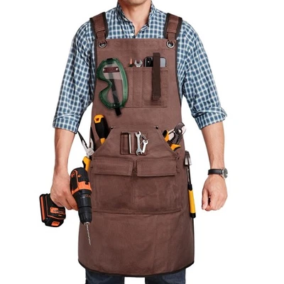 Woodworking Apron for Men, Shop Apron 20 oz Canvas Work Apron with 9 Tool Poc... - Image 1 of 4