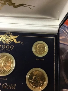 2000 24kt Gold Plated ((US Mint Proof 5 Coin Set Coins)) NRFB NEW IN CASE - Picture 1 of 16