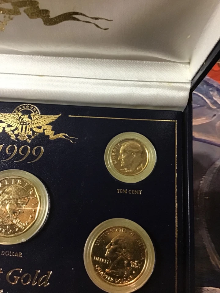 2000 24kt Gold Plated ((US Mint Proof 5 Coin Set Coins)) NRFB NEW IN CASE - Image 1 of 4