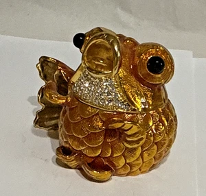 Rucinni Swarovski Kristall & emailliert ~ skurrile Goldfisch Schmuckschatulle mit Mag Deckel - Bild 1 von 10
