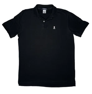 Polo nera uomo Psycho Bunny taglia 7 manica corta 100% cotone Pima - Foto 1 di 8
