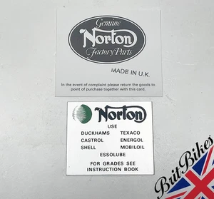 NORTON RECOMMENDED OIL INFO ALUMINIUM METAL PLATE - MADE IN UK NOS 06-3977 - Picture 1 of 5