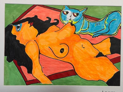 Norbert Rolle " norbertus" Malerei Bild Zeichnung " Katze ist kein Sexobjekt - Bild 1 von 4