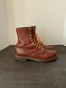 Stivali Vintage Red Wing Heritage 214 Moc Toe 8'' Pelle Marrone Taglia 10 A LEGGI - Foto 1 di 24