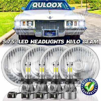4PCS 5-3/4" 5.75" LED Headlights Hi-Lo Beam For Cadillac DeVille 1962-1974 white - Image 1 of 4