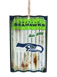 SEATTLE SEAHAWKS METAL CORRUGATE ORNAMENT 5" Team Sports America - Picture 1 of 1