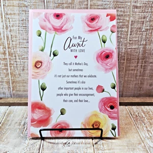 Hallmark Muttertag Grußkarte für Tante rosa gelb Blumen Glitzer Liebe - Bild 1 von 9