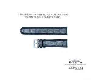 Authentic Invicta Lupah 23208 / 24 MM Black Leather Watch Band - Picture 1 of 3