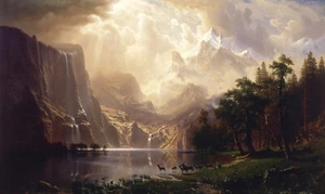 Albert Bierstadt - Among the Sierra Nevada Giclee Fine Art Print on Canvas 36" - Picture 1 of 1