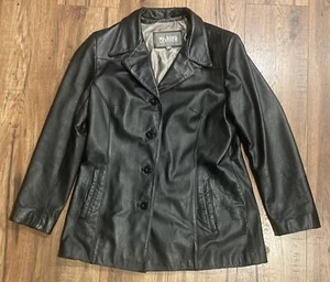 Giacca Wilsons in pelle donna nera con bottoni in nylon foderata taglia large - Foto 1 di 6