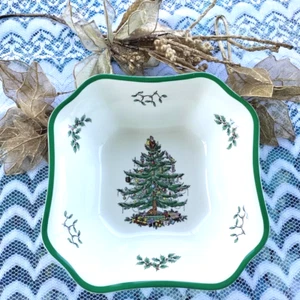 SPODE CHRISTMAS TREE 9 1/4" SQUARE SERVING BOWL ENGLAND NEW FREESHIP - Picture 1 of 4