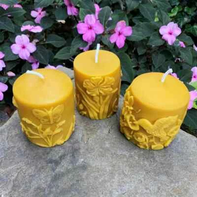 Juego de velas de jardín de cera de abejas, velas de cera de abejas puras, mariposa, colibrí, flor Foto 1 de 4