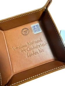 Vivienne Westwood Leder Braun Diener Schmuck Tablett Quadrat Aufbewahrung Organizer Logo - Bild 1 von 5