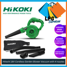 Hitachi 18V Cordless Garden Blower Vacuum with 4 nozzles & Dust bag Leaf Cleaner