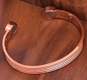 Solid Pure Copper Magnetic Bracelet Arthritis Pain Therapy Energy Power Cuff - Picture 1 of 4