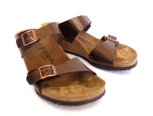 40 L 9 Birkenstock Papillio Dorothy Keilabsatz Doppelschnalle Sandalen Toffee Birko - Bild 1 von 9