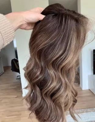 Dark Brown with Ash Brown Wigs Human Hair Wig 13X4 Body Wave Lace Front Wig  - Image 1 of 4