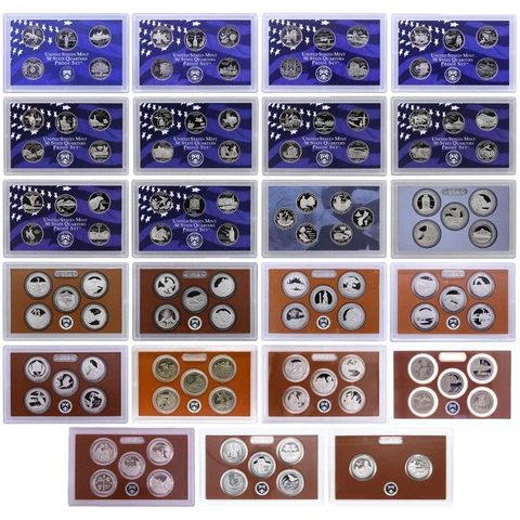 1999-2021 S Quarters CN-Clad Proof Set State-ATB Run No Box or COA 113 Coins Cover