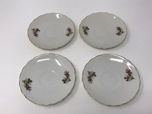 Vintage Gold Leaf Set of 4 Porcelain China Saucers Flower Bouquet Japan VTG (2) - Picture 1 of 4