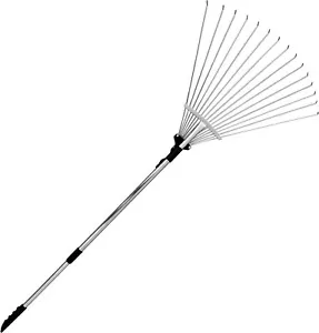 Adjustable Metal Leaves Rake - Collapsible & Telescopic - Garden, Yard, & Lawn - Picture 1 of 6