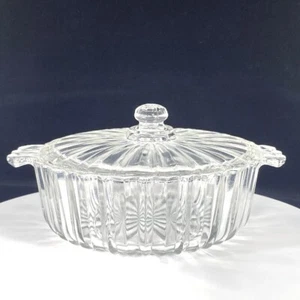 Vintage 1930s Anchor Hocking "Fortune" Pattern Glass Candy/Sugar Dish w/ Lid - Picture 1 of 10