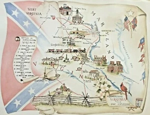 Kenneth E Newton Northeast Virginia U.S.A. Past And Present Civil War Map Print - Picture 1 of 8