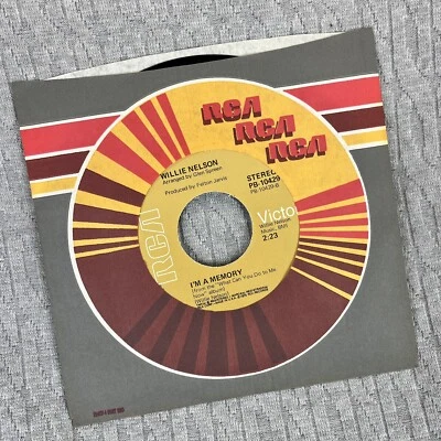 Vintage 45 RPM record Willie Nelson RCA records 1975 fire and rain. I’m a memory - Image 1 of 4