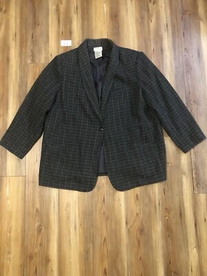 CHAQUETA ABRIGO BLAZER FORRADA NEGRA DE COLECCIÓN BLANCA DE MEZCLA DE LANA A CUADROS CIERVO TALLA 24W Foto 1 de 4