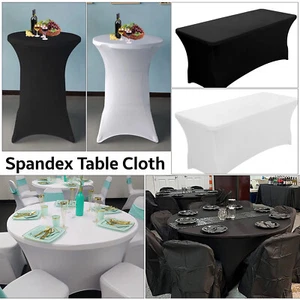 Spandex Stretch Tight Fit Table Cover Trestle Tablecloth - Round Rectangle - Picture 1 of 32