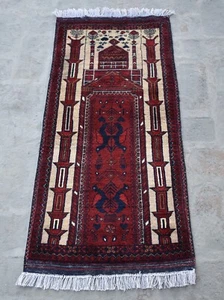Alfombra 1'10 x 3'9 Anudada a Mano Tribal Turcos Jai Namaz, Pequeña Alfombra Persa - Imagen 1 de 10