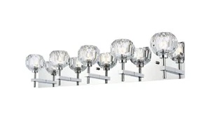 Wall Sconce Chrome Dining Room Bathroom Vanity Crystal 5 Light Fixture 32" - Picture 1 of 12