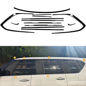 1 Set Gloss Black Window Molding Strips Trim For Nissan Patrol Y62 Series 12-24 - Picture 1 of 4