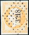 FRANCE timbre NAPOLÉON N°16j ORANGE PÂLE oblitéré PC 3218 St NAZAIRE sur LOIRE
