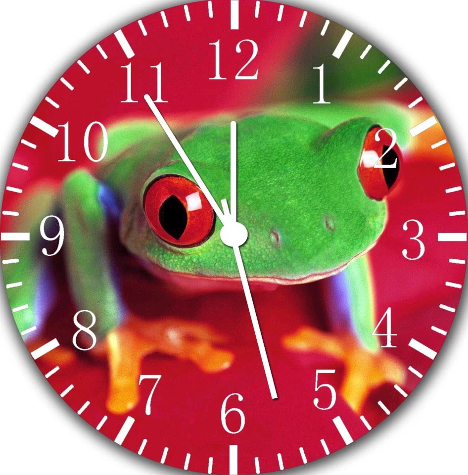 Cute Green Frog Frameless Borderless Wall Clock For Gifts or Home Decor E102 - Image 1 of 1