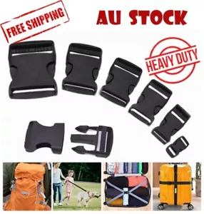 20x Black Plastic Side Quick Release Buckle Clip Cord Strap Fastener Webbing Bag - Picture 1 of 4