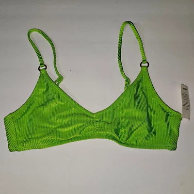 Top de biquíni Aerie Swim Beach bebê brilho costela voop GRANDE verde arlequim - Imagem 1 de 2