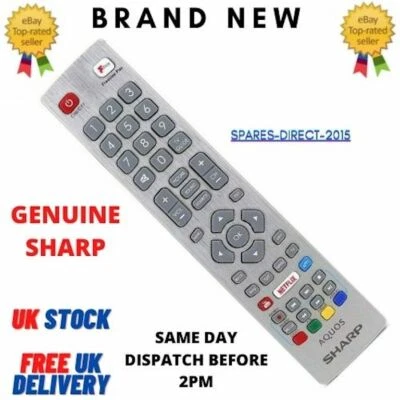Genuine Sharp TV Remote Control For 2TC40BG2KE1FB 32BC5K 40BJ5K 24BC0K 24BE0K - Image 1 of 4