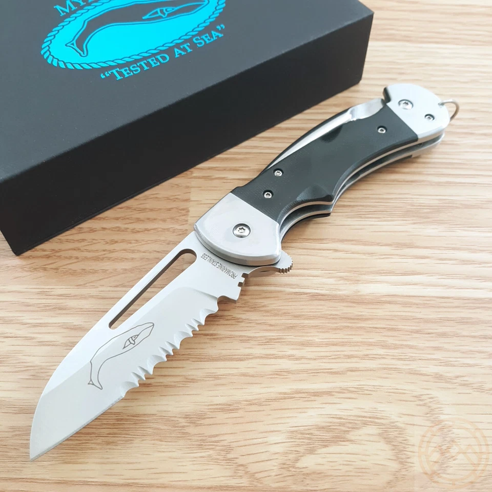 Myerchin Generation 2 Captain Folding Knife Part Serrated Stainless Blade G10 - Image 1 of 4