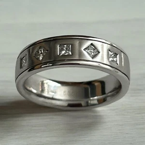 Gelin Abaci 5 Princess Cut Diamant Band 14K Weißgold Unisex Größe 7,5 Ring - Bild 1 von 11