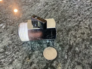 1 inch NPT brass chrome plated in line ball valve plumbing teflon seat new - Picture 1 of 7